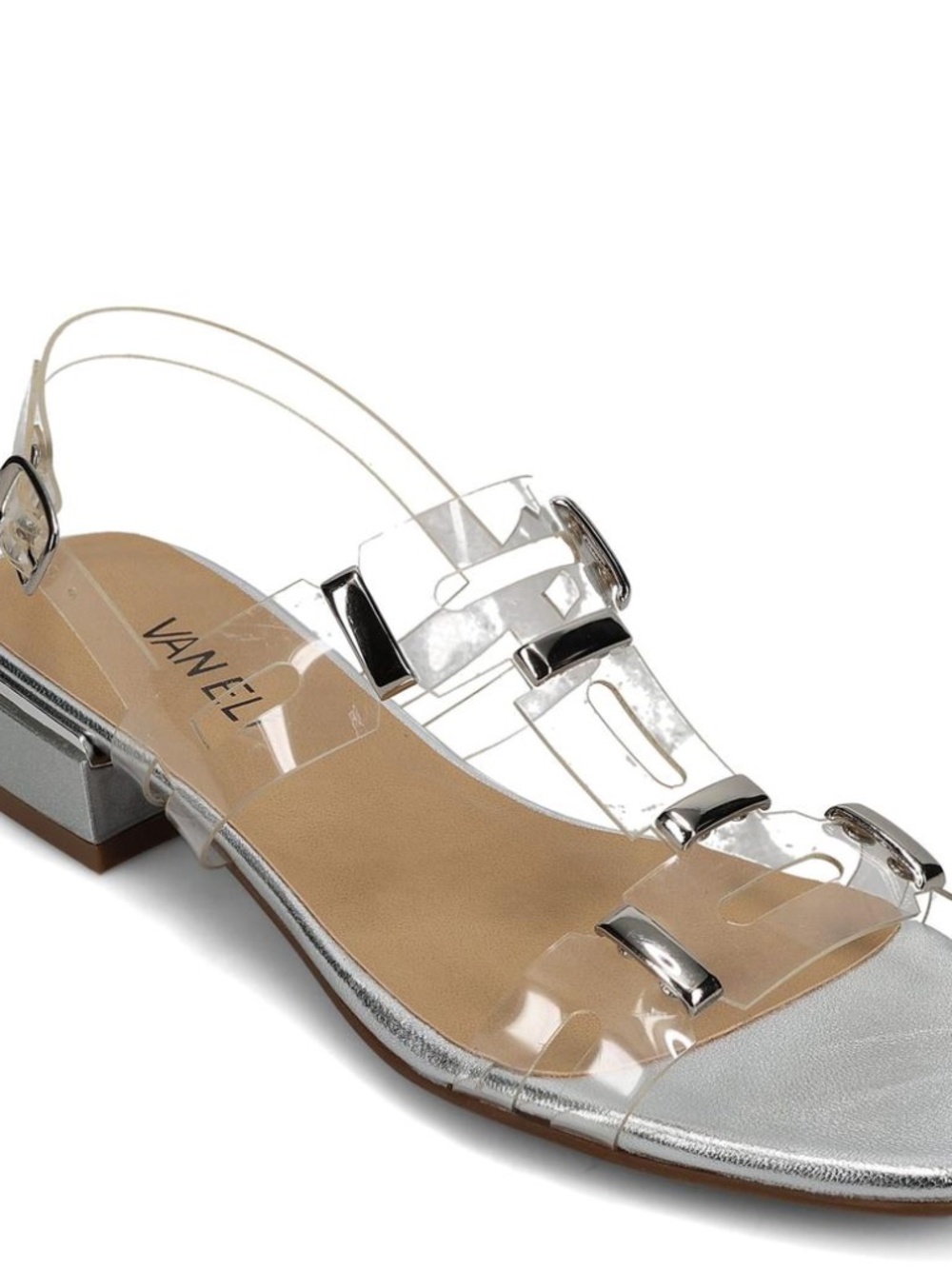 Vaneli Eliana Clear/Silver Sandals Size 8.5